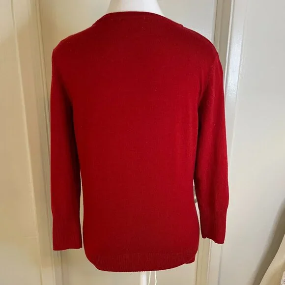 ❤️ Classic Red V-Neck Button-Up Cardigan - Size L - Picture 4 of 7